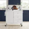 KF30090SS-WH Soren White Kitchen Island with Stainless Steel Top