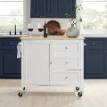 KF30090NA-WH Soren White Kitchen Island with Wood Top