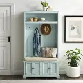 CF6039-BL Holbrook Distressed Seafoam Blue Hall Tree
