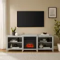 KF100969WW Ronin 69 Whitewash TV Stand with Fireplace