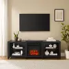 KF100969BK Ronin 69 Black Fireplace TV Stand