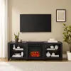 KF100969BK Ronin 69  Black TV Stand with Fireplace