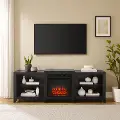 KF100969BK Ronin 69 Black TV Stand with Fireplace