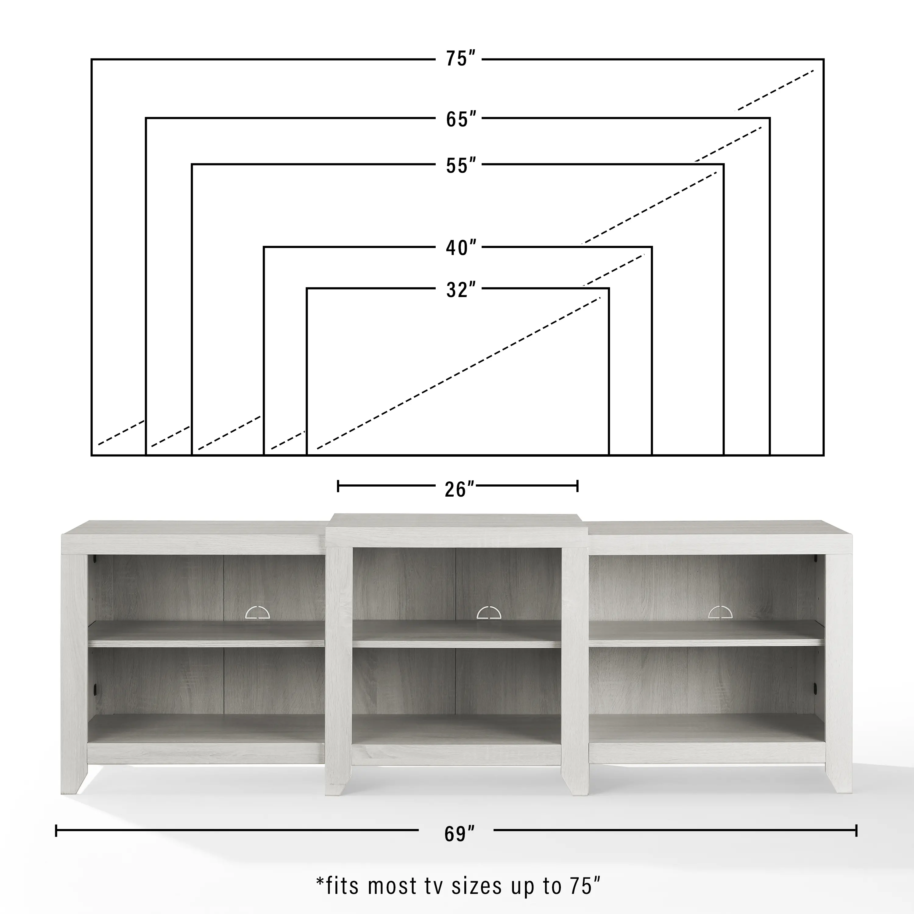CF101569-WW Ronin 69 Whitewash TV Stand-5