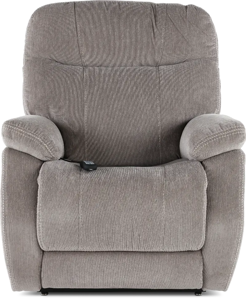 Velvety Natural Light Gray Power Lift Recliner
