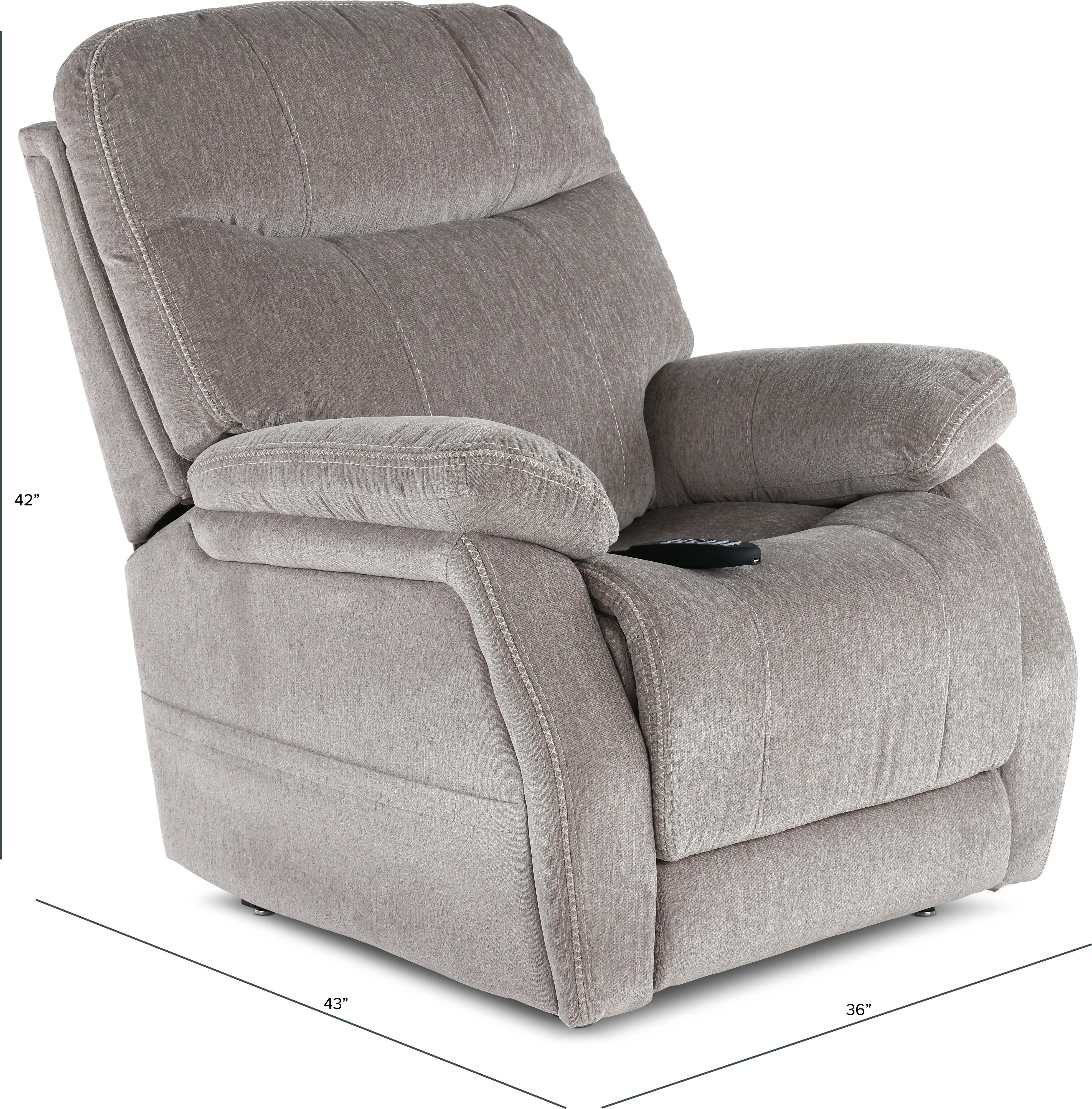 Velvety Natural Light Gray Power Lift Recliner-3