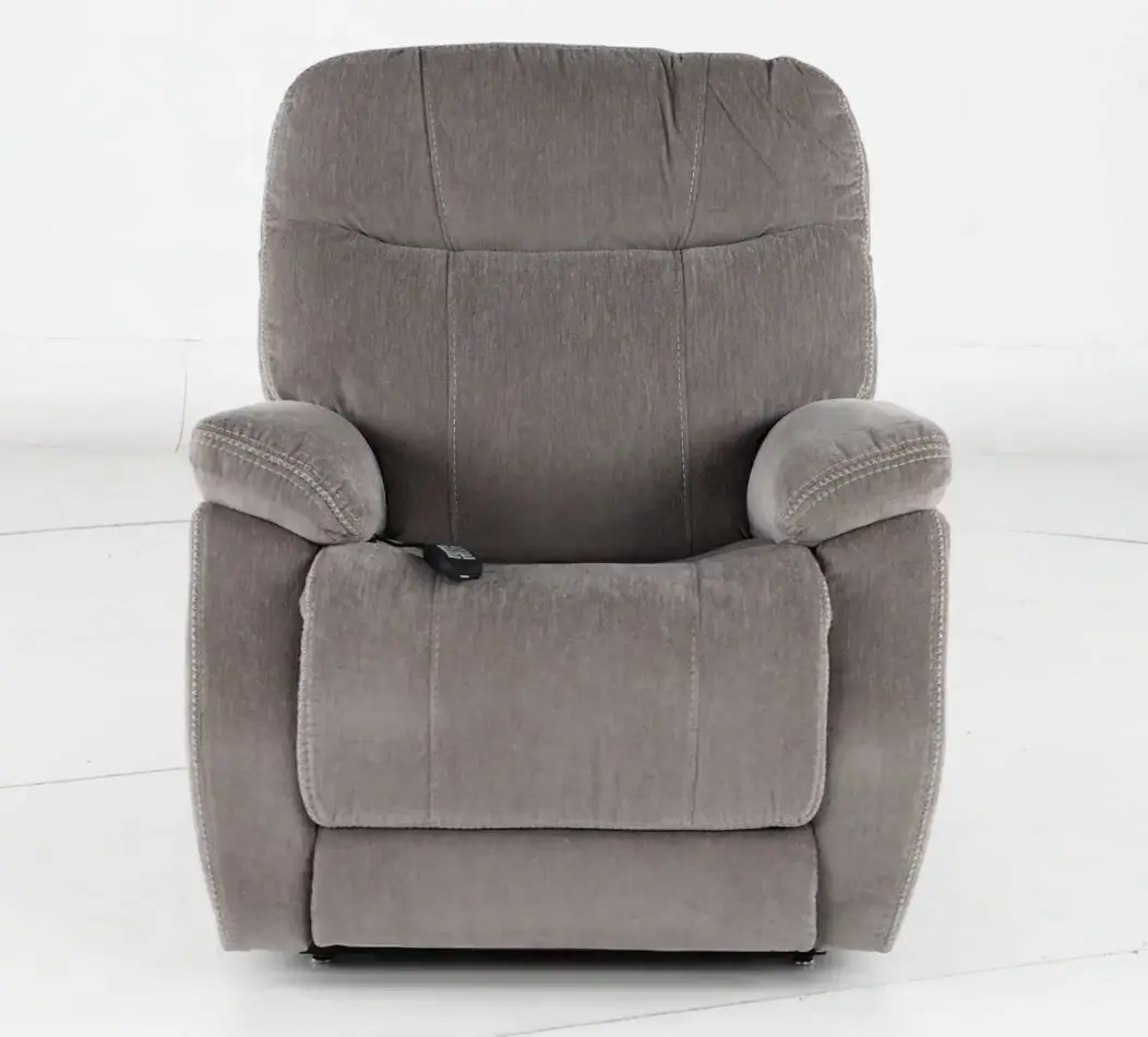 Velvety Natural Light Gray Power Lift Recliner-4