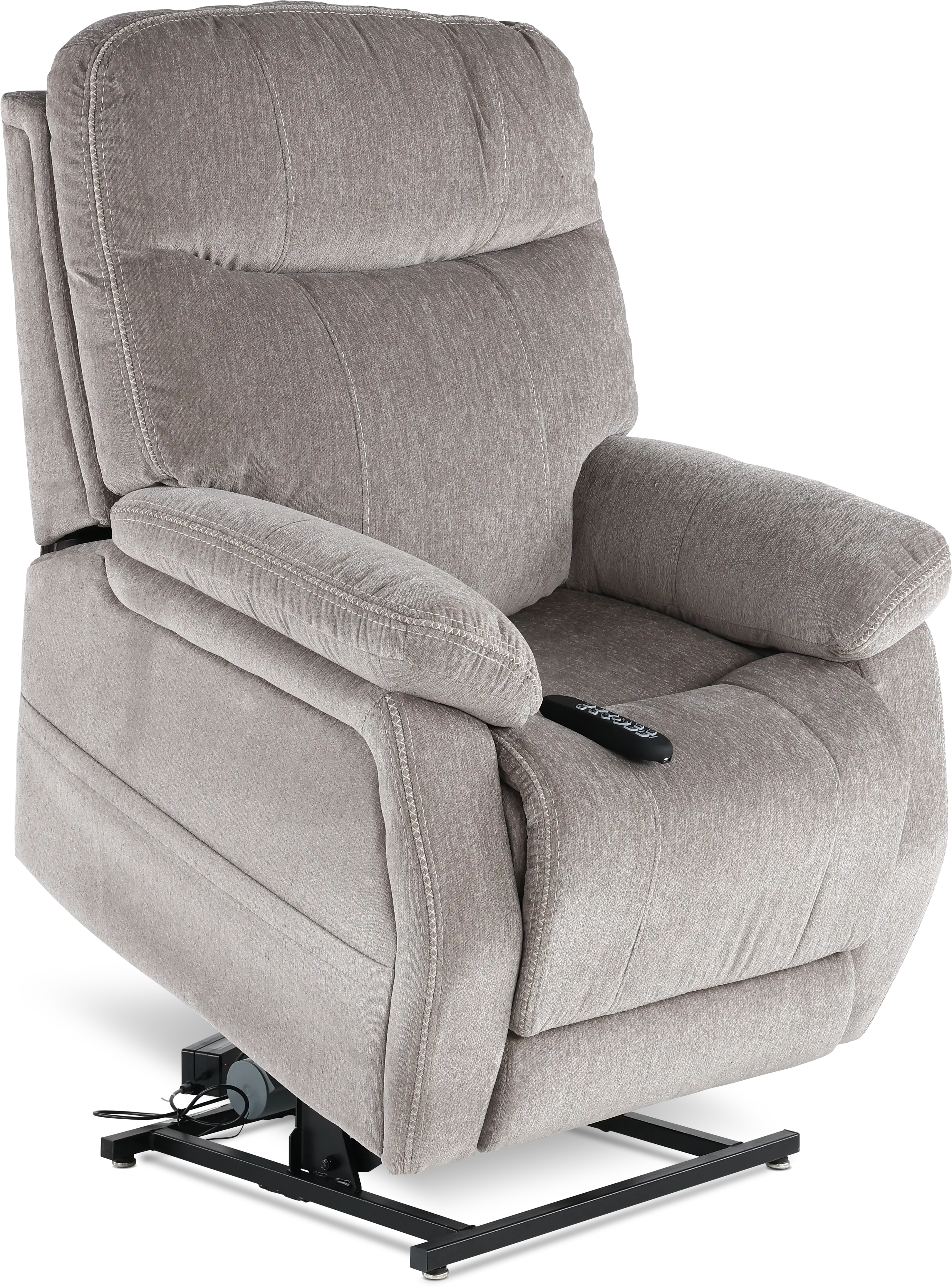 Velvety Natural Light Gray Power Lift Recliner-6