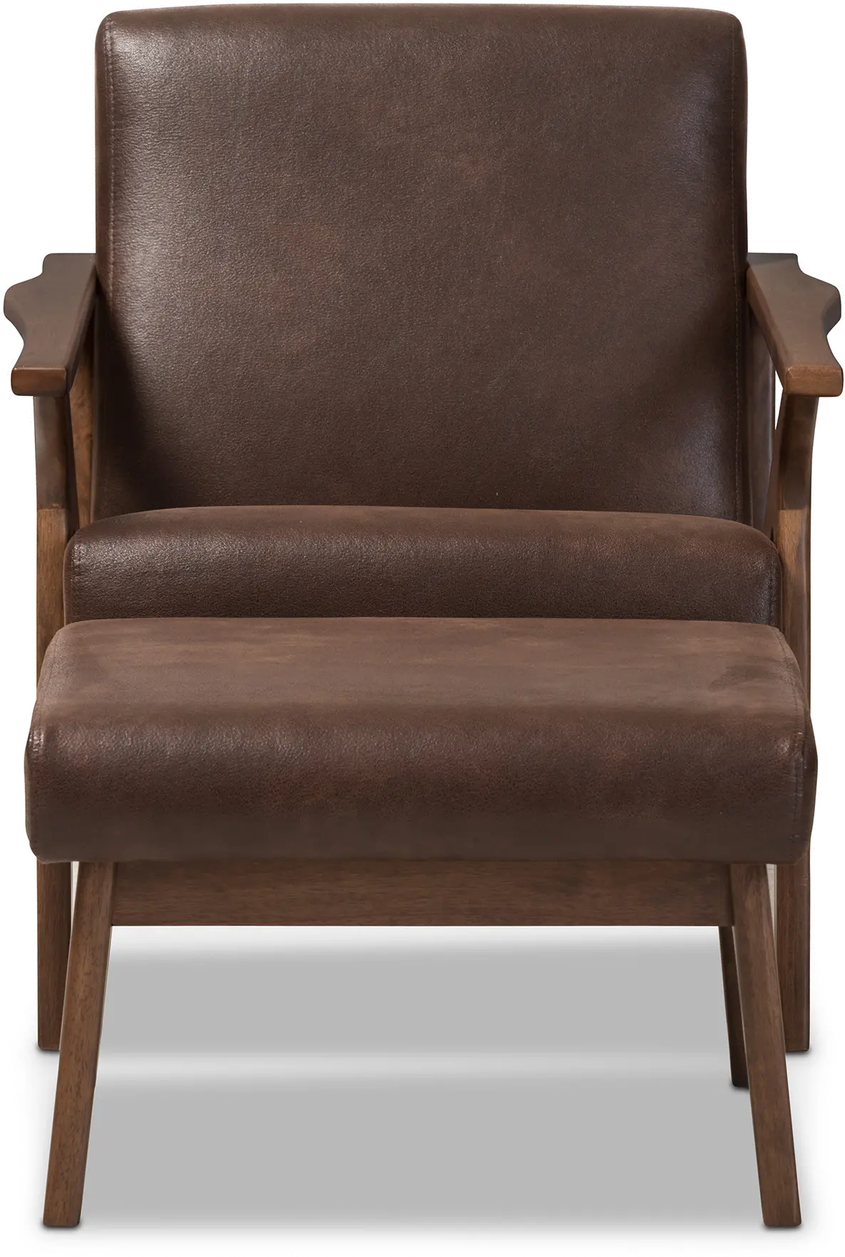 140-7544-7547-RCW Bianca Dark Brown Faux Leather Lounge Chair and Ottoman-1