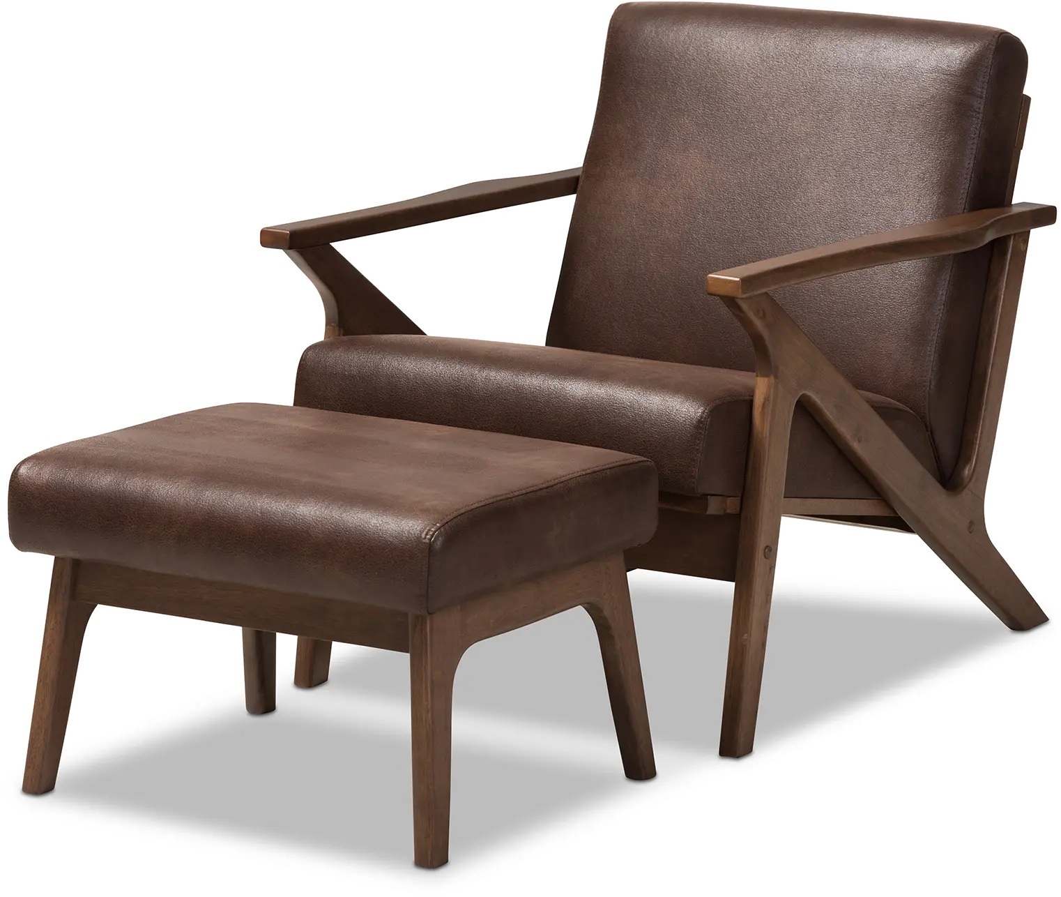 140-7544-7547-RCW Bianca Dark Brown Faux Leather Lounge Chair and Ottoman-3