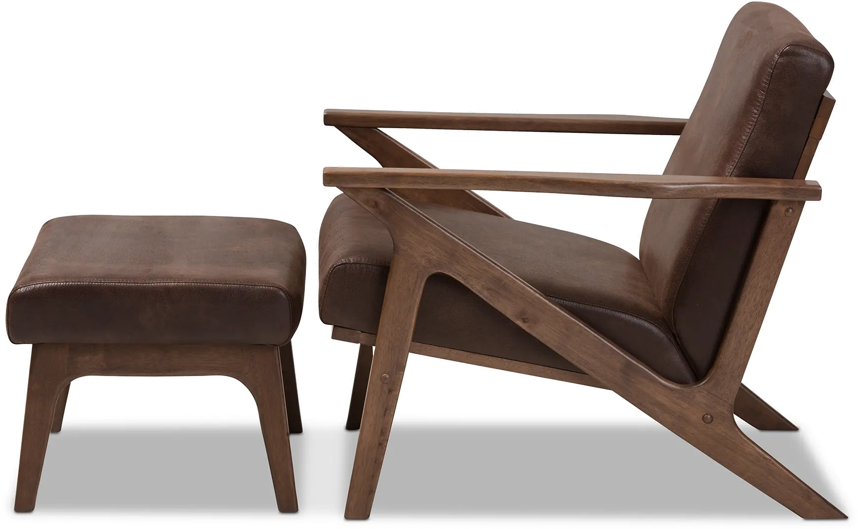 140-7544-7547-RCW Bianca Dark Brown Faux Leather Lounge Chair and Ottoman-4