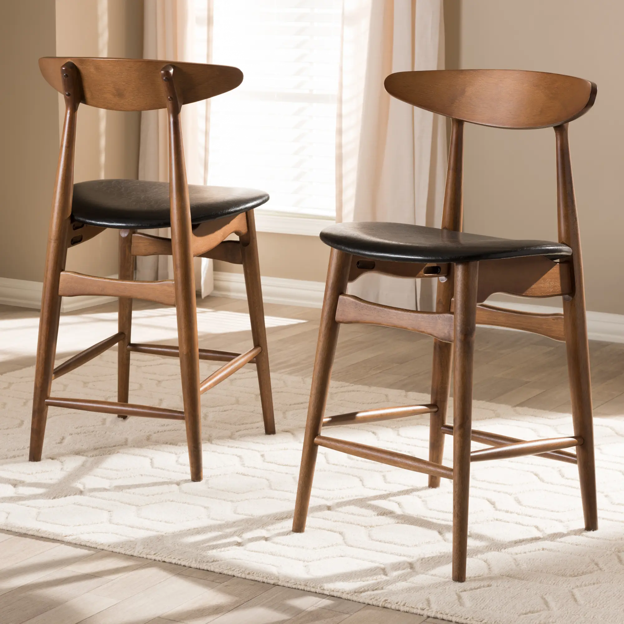 144-8073-RCW Flora Black Counter Height Stool (Set of 2)-2