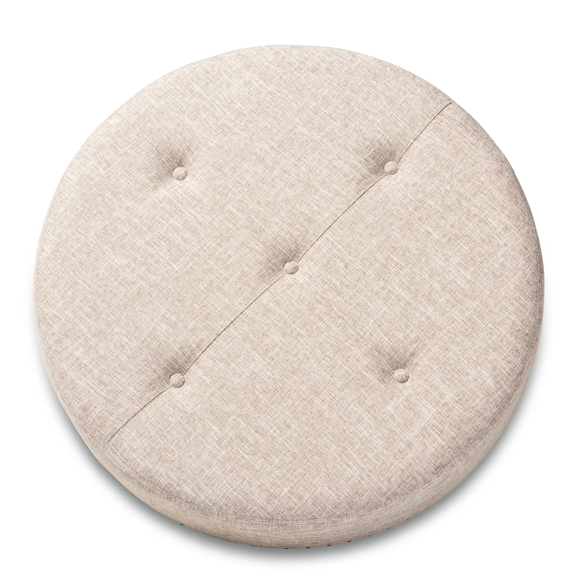 153-9199-RCW Vinet Beige Upholstered Round Cocktail Ottoman-6
