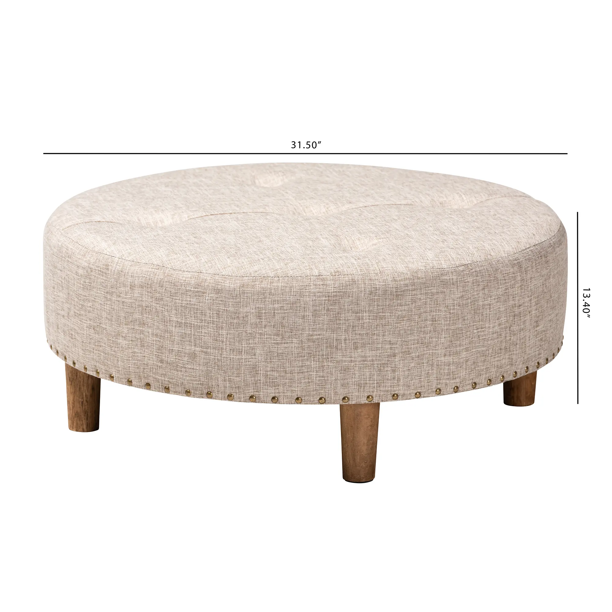 153-9199-RCW Vinet Beige Upholstered Round Cocktail Ottoman-7