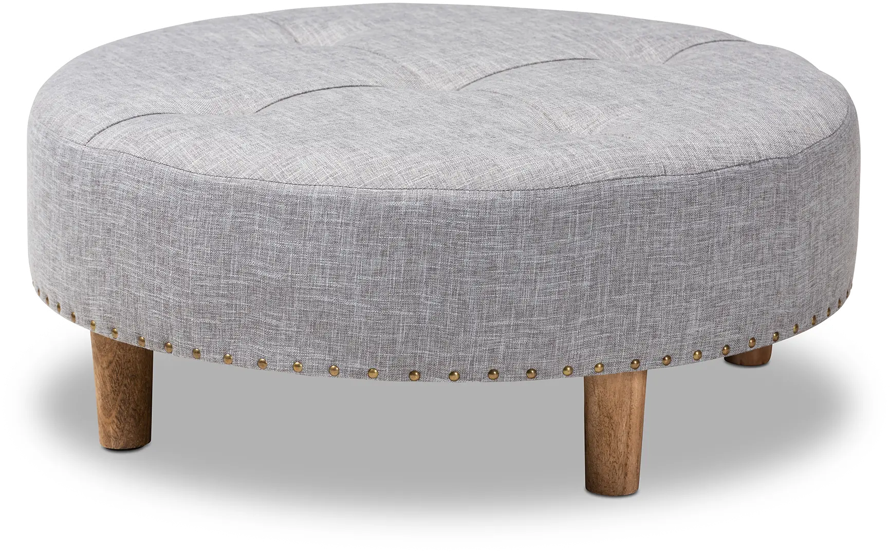 153-9200-RCW Vinet Gray Upholstered Round Cocktail Ottoman-1