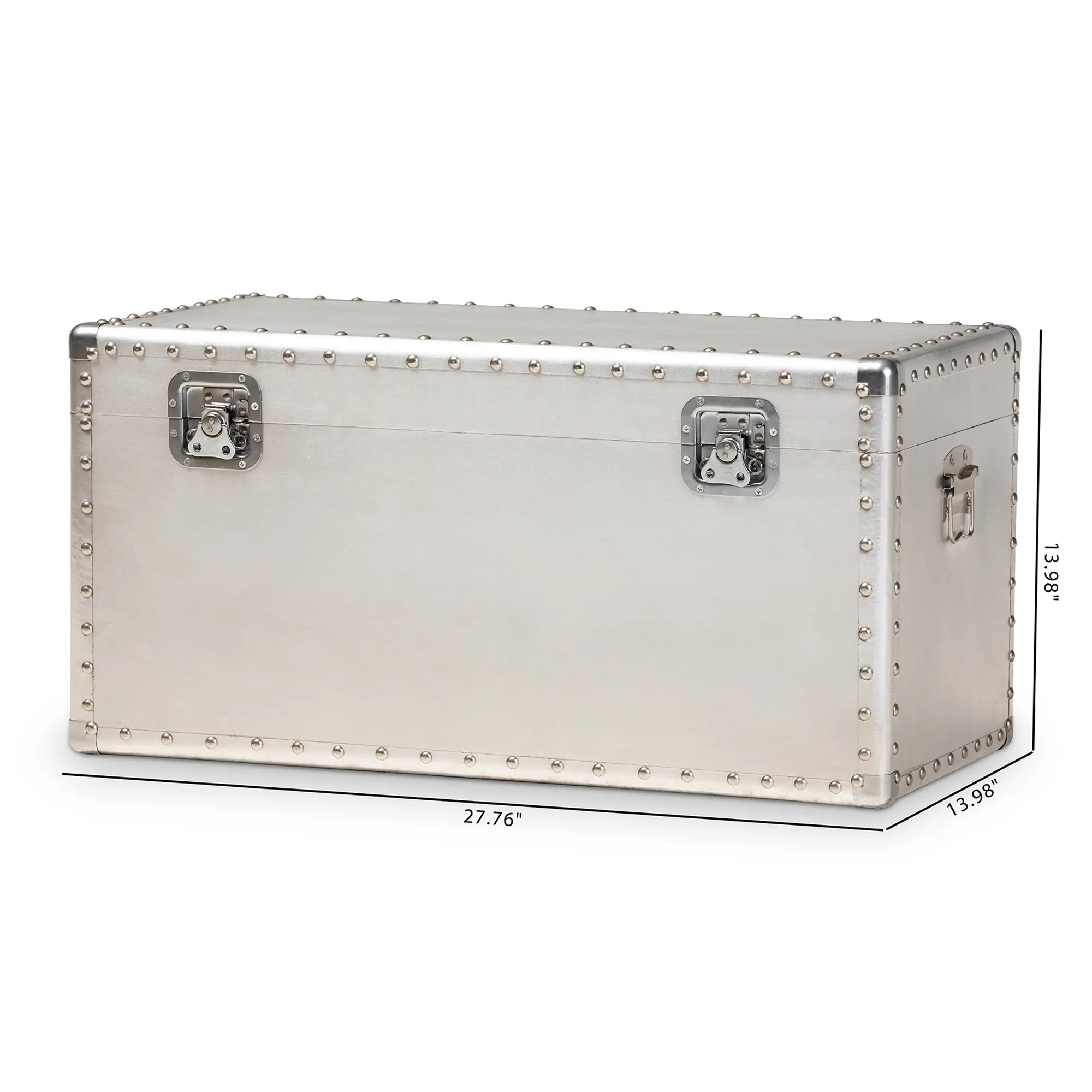 160-10246-RCW Serge French Industrial Silver Metal Storage Trunk-10