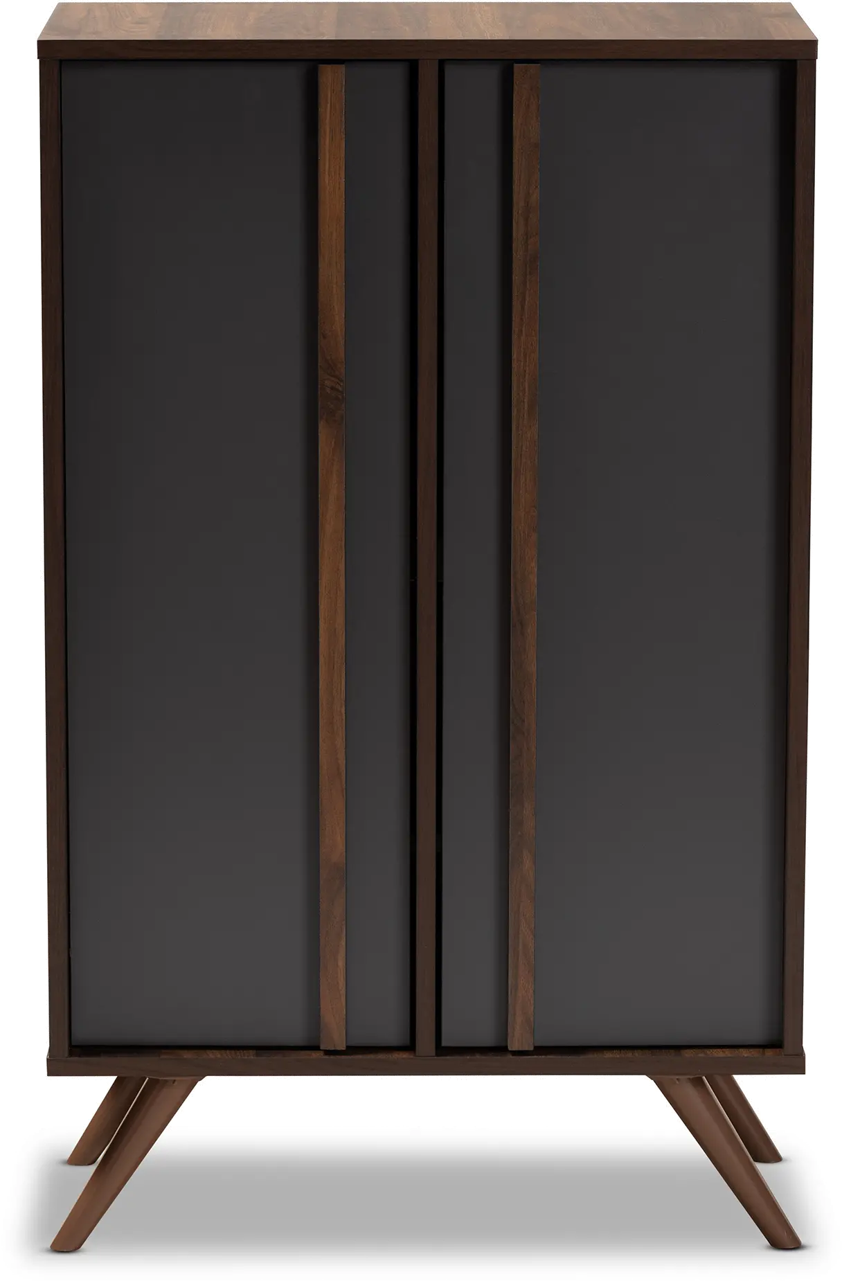 168-10758-RCW Naoki Gray and Walnut Wood Shoe Cabinet-1