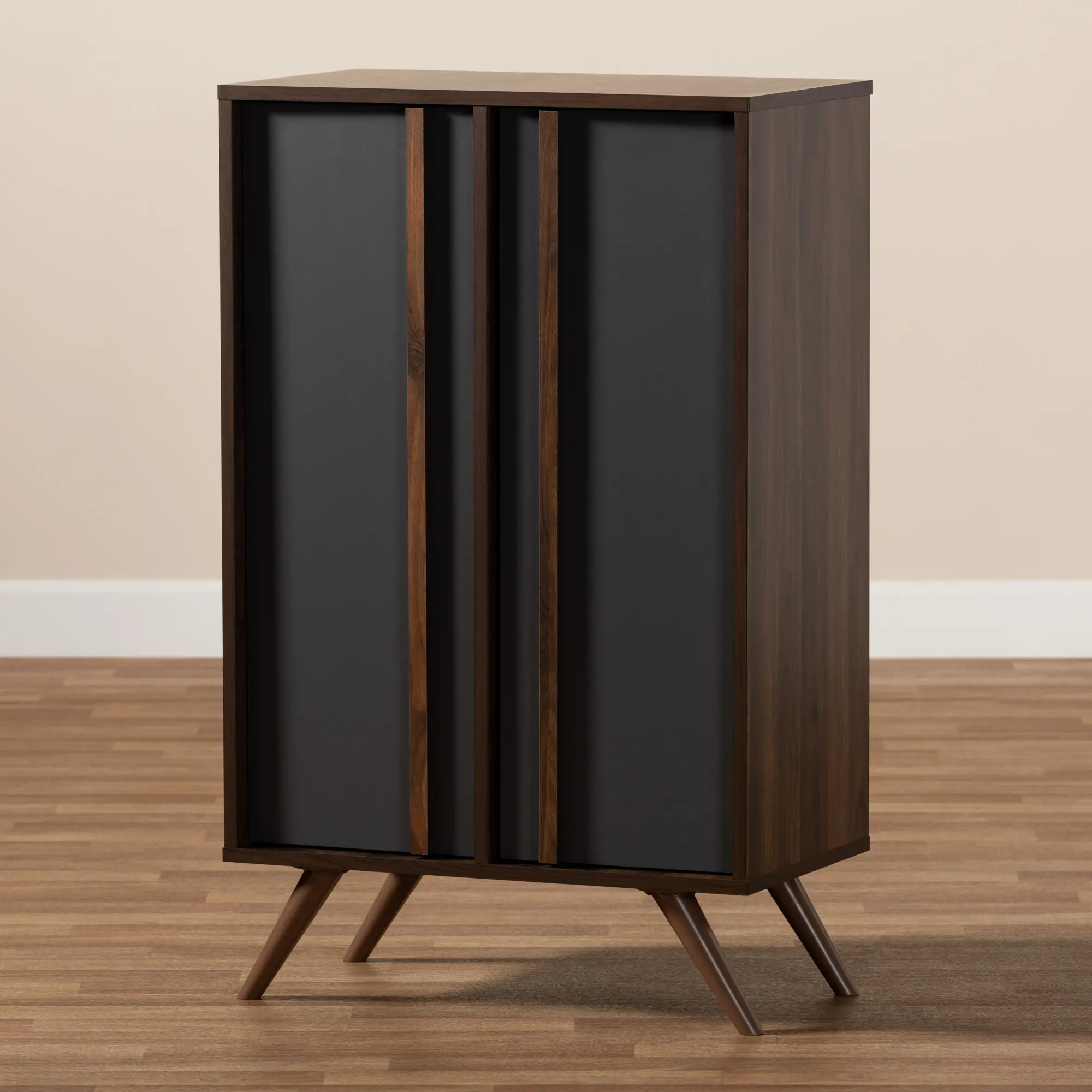 168-10758-RCW Naoki Gray and Walnut Wood Shoe Cabinet-4