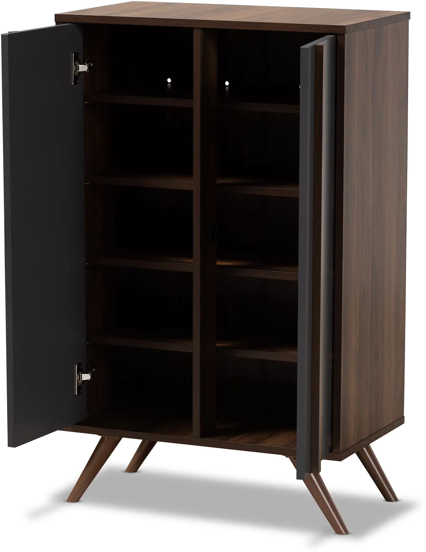 168-10758-RCW Naoki Gray and Walnut Wood Shoe Cabinet-6