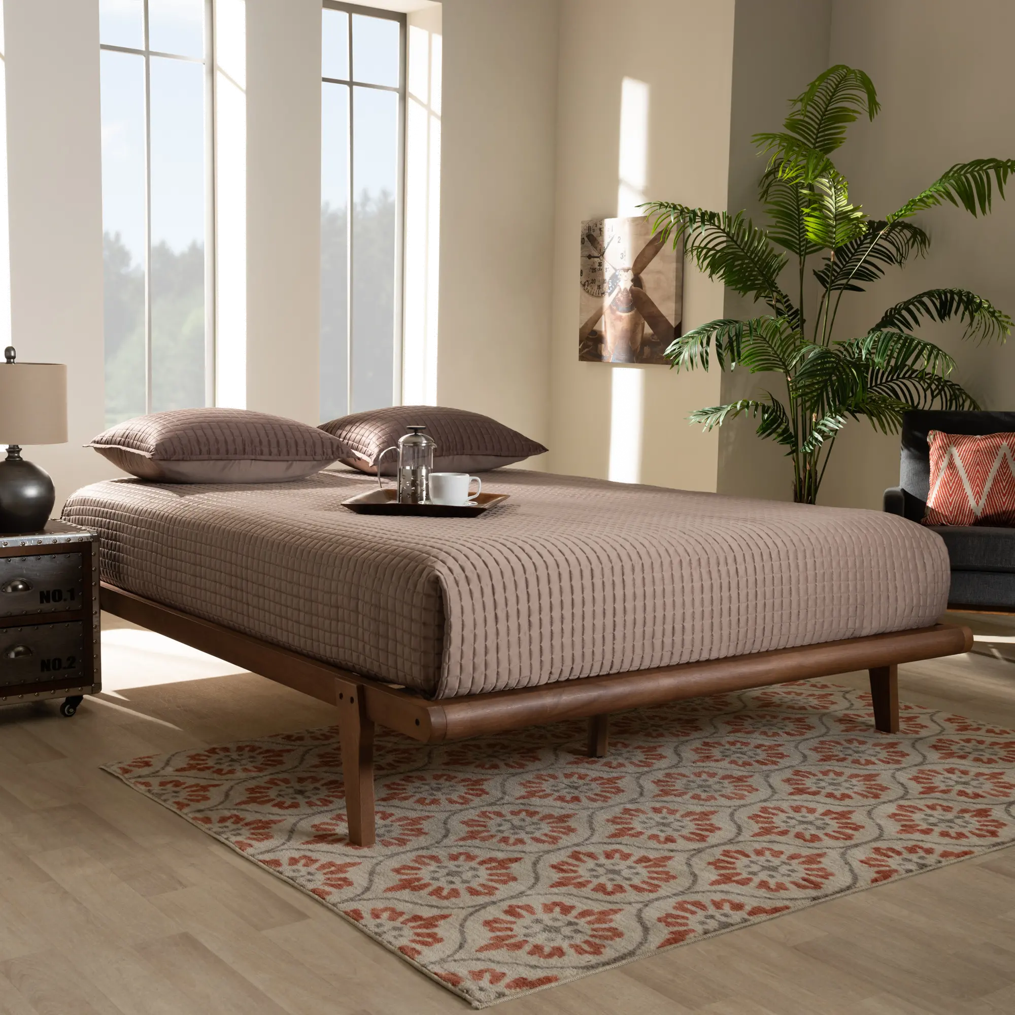 156-9475-RCW Kaia Walnut Brown Wood Queen Platform Bed Frame-2