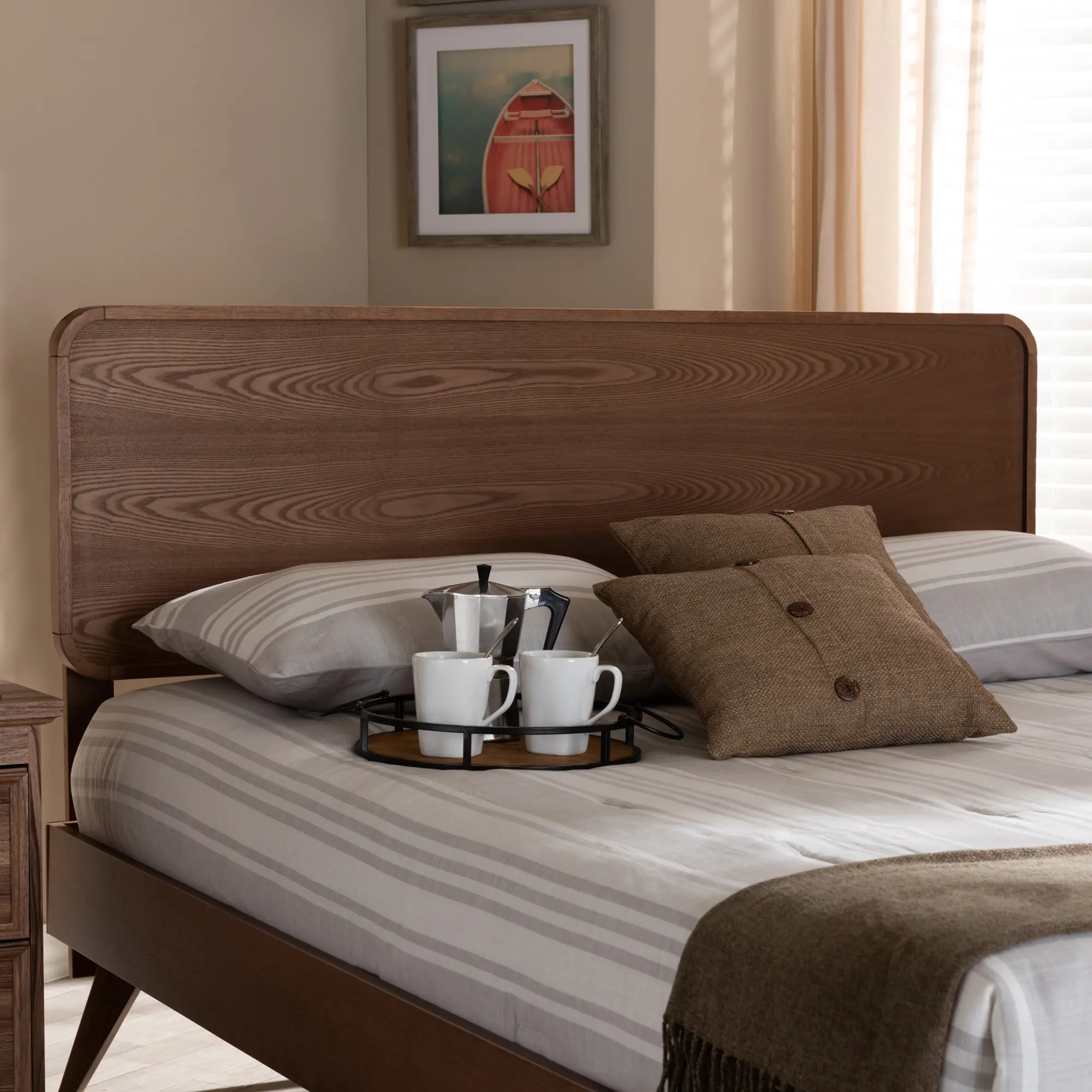 156-9429-RCW Mailene Mid-Century Modern Walnut Queen Headboard-2