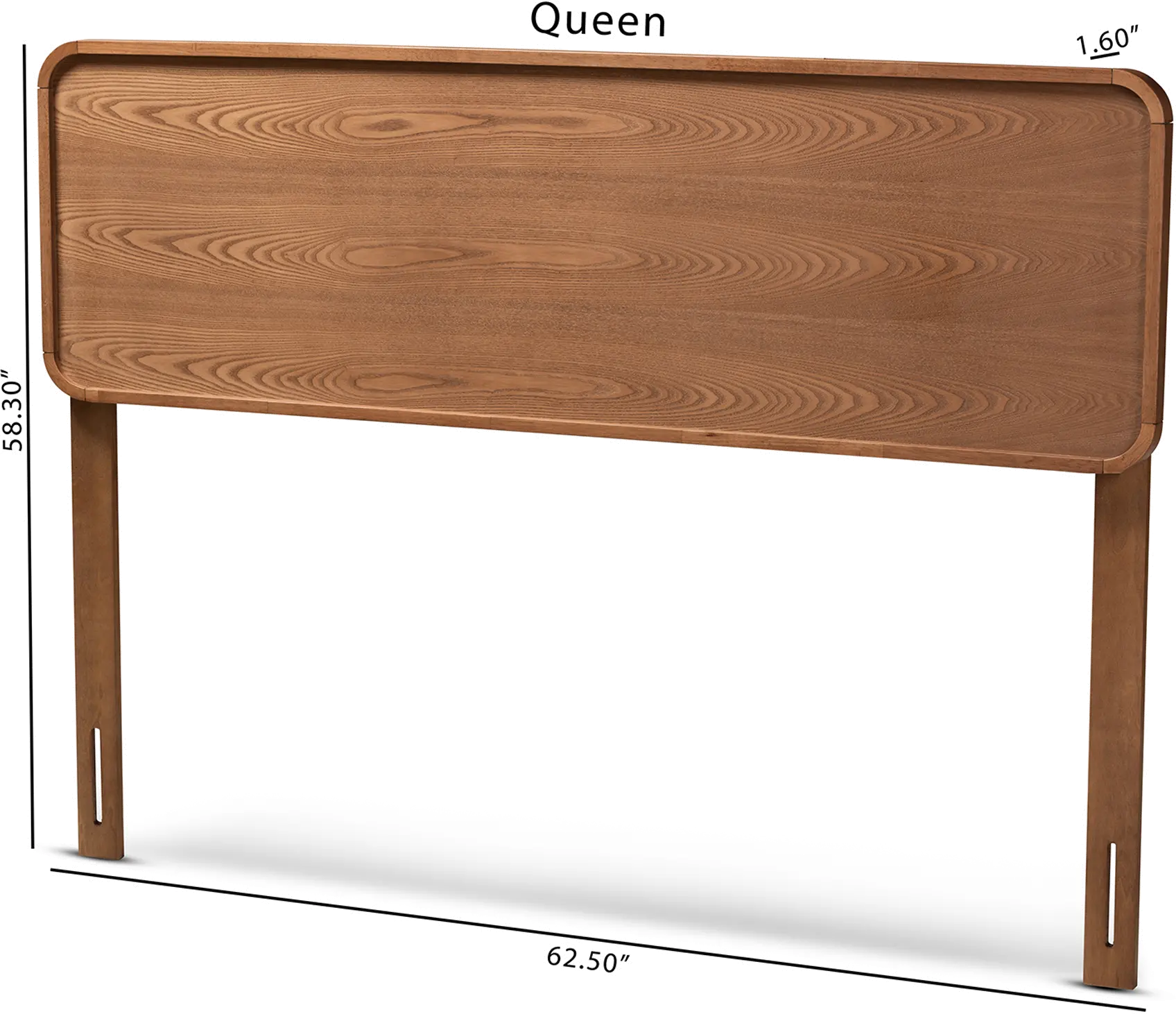 156-9429-RCW Mailene Mid-Century Modern Walnut Queen Headboard-5