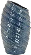 16.75  Blue Ribbed Vase