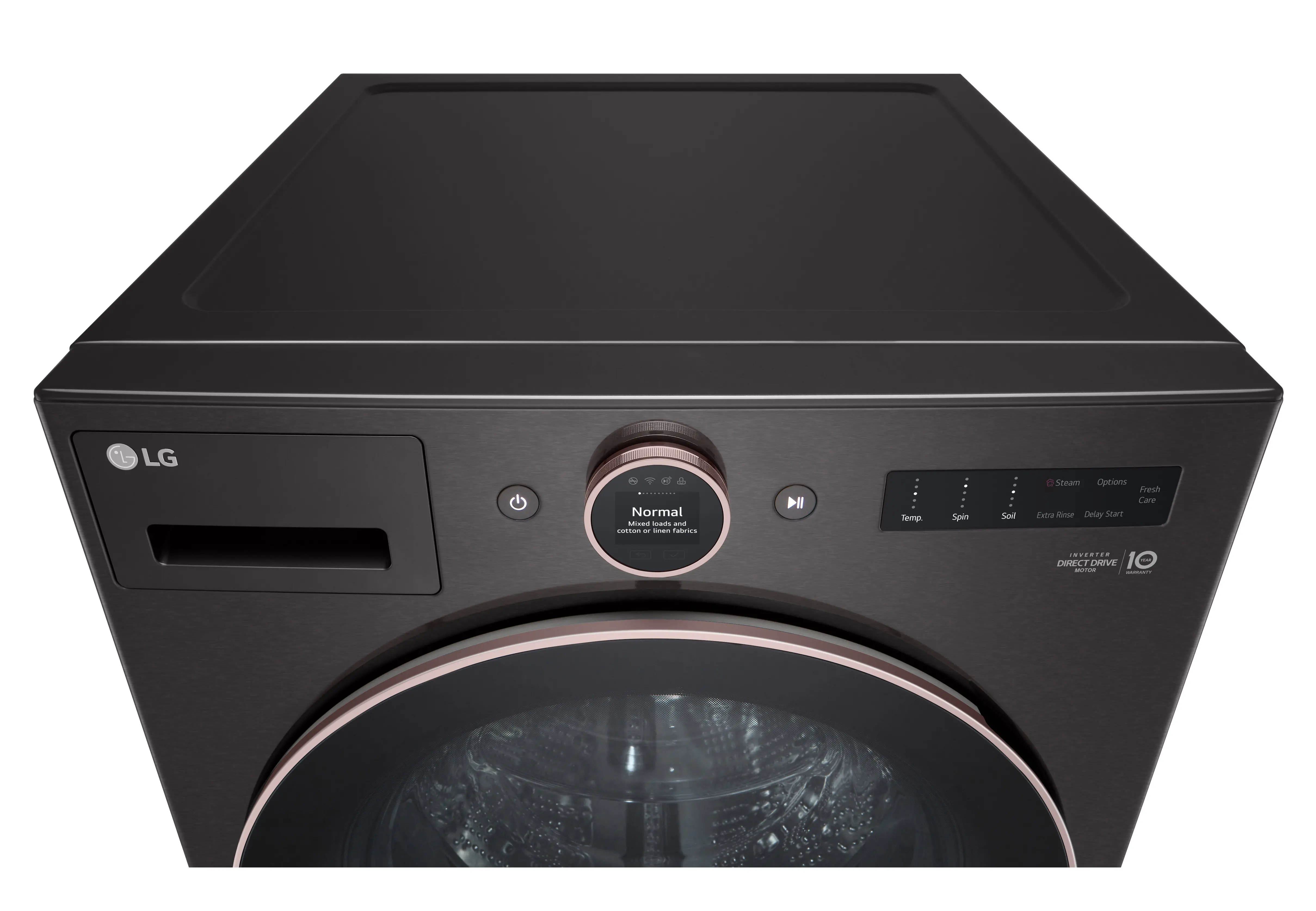 WM6500HBA LG 5 cu ft Front Load Washer - Black Steel 6500B-10