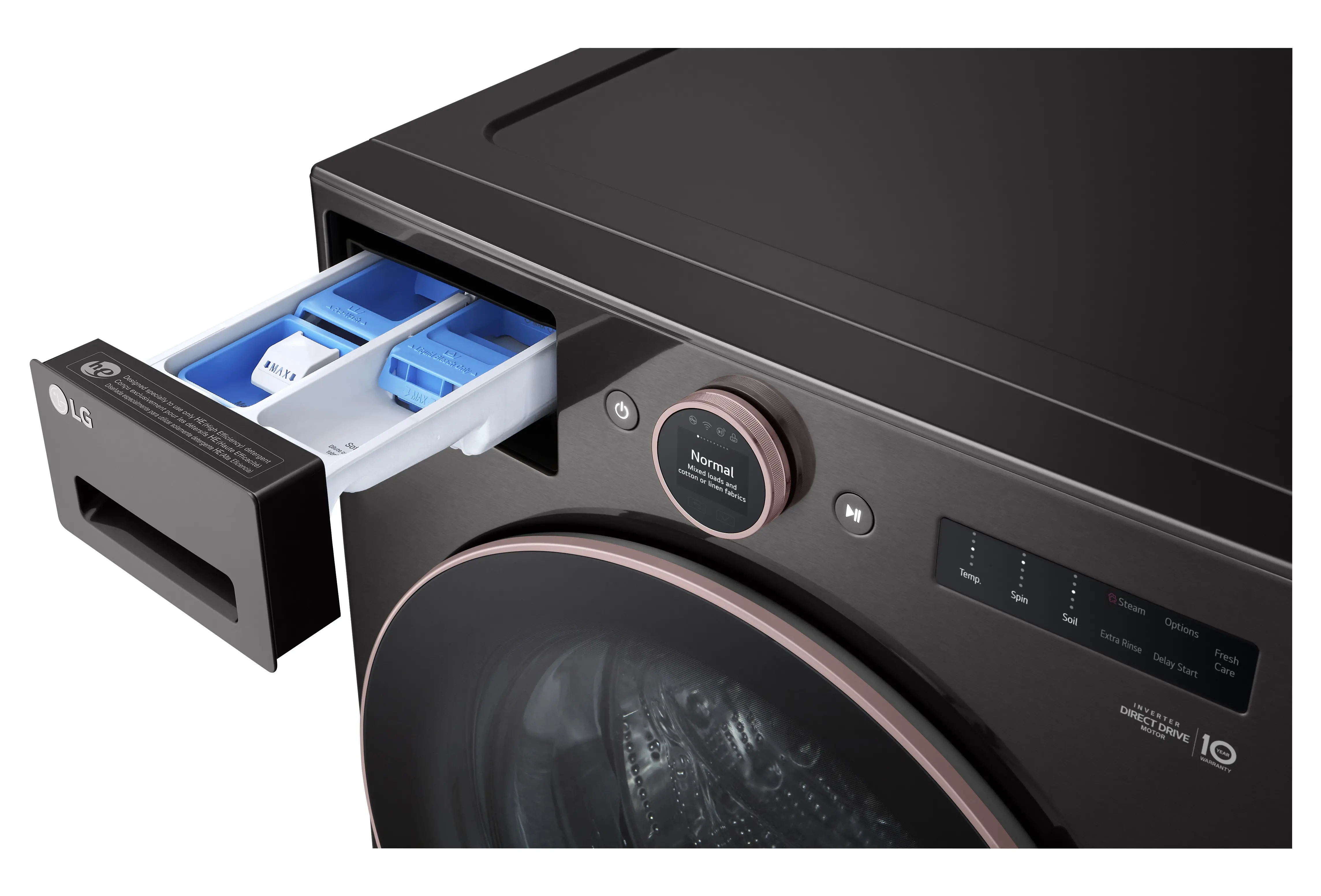 WM6500HBA LG 5 cu ft Front Load Washer - Black Steel 6500B-11