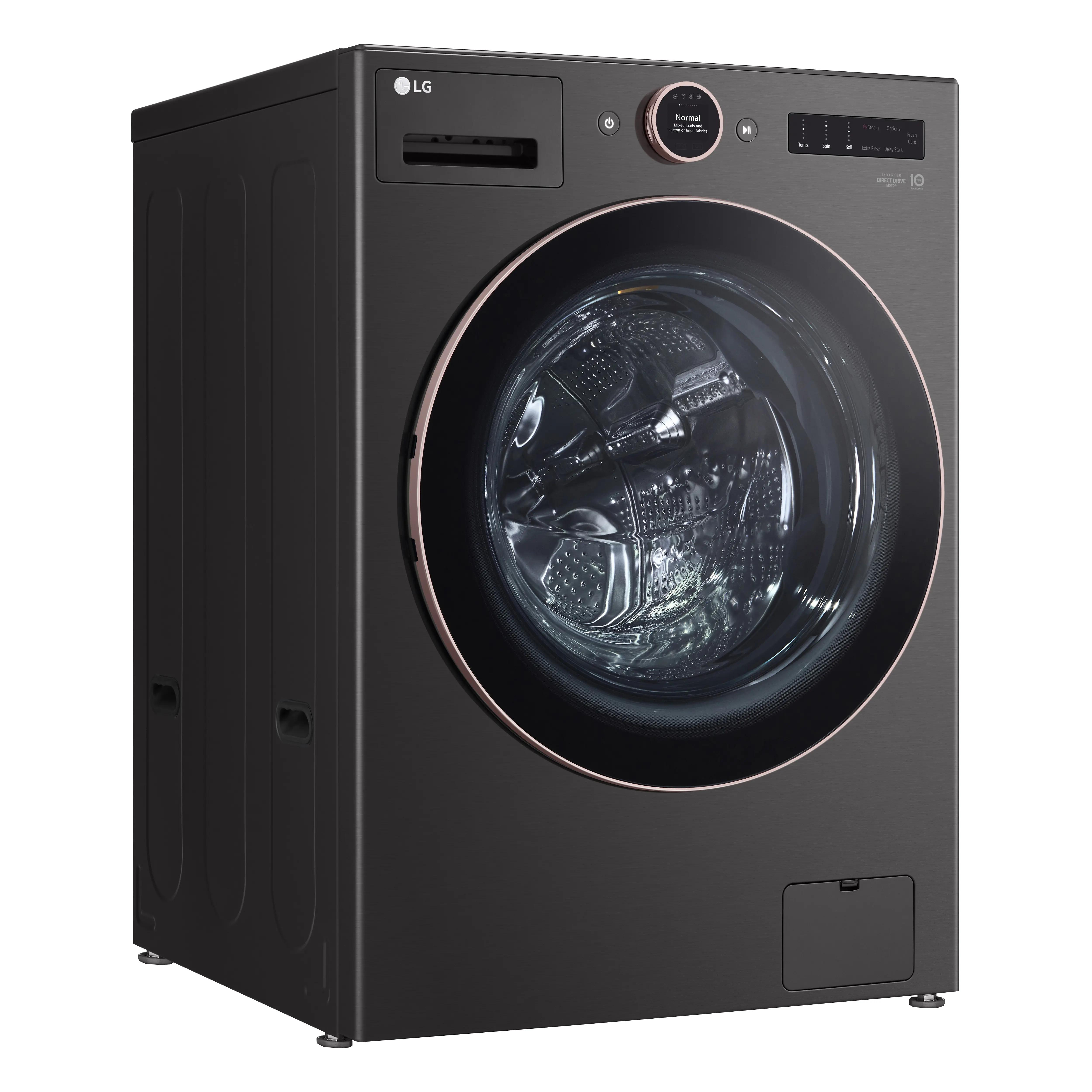 WM6500HBA LG 5 cu ft Front Load Washer - Black Steel 6500B-12