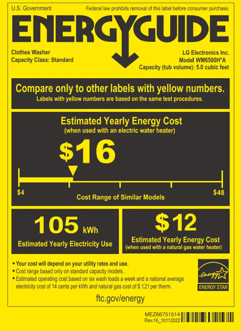 WM6500HBA LG 5 cu ft Front Load Washer - Black Steel 6500B-16