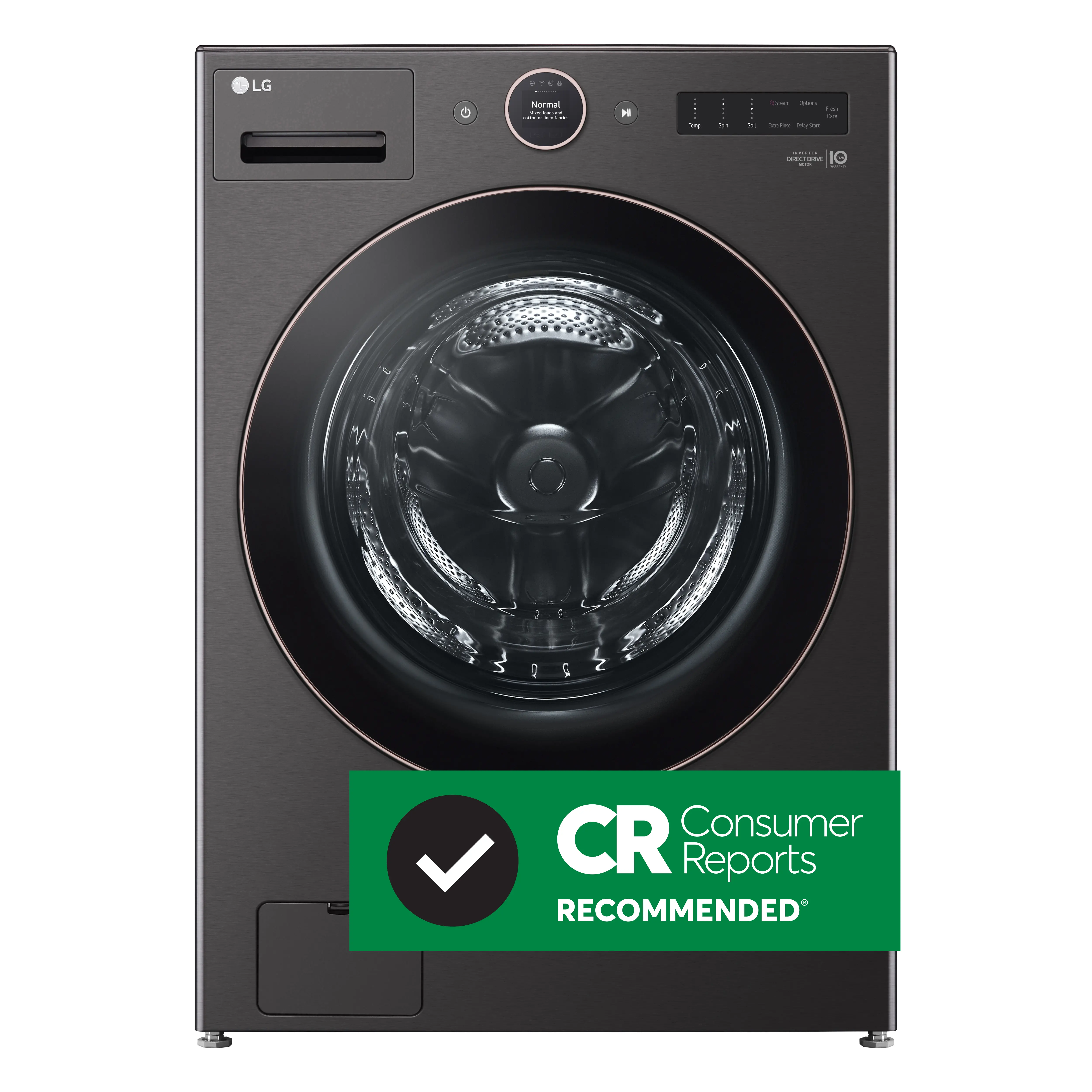 WM6500HBA LG 5 cu ft Front Load Washer - Black Steel 6500B-2