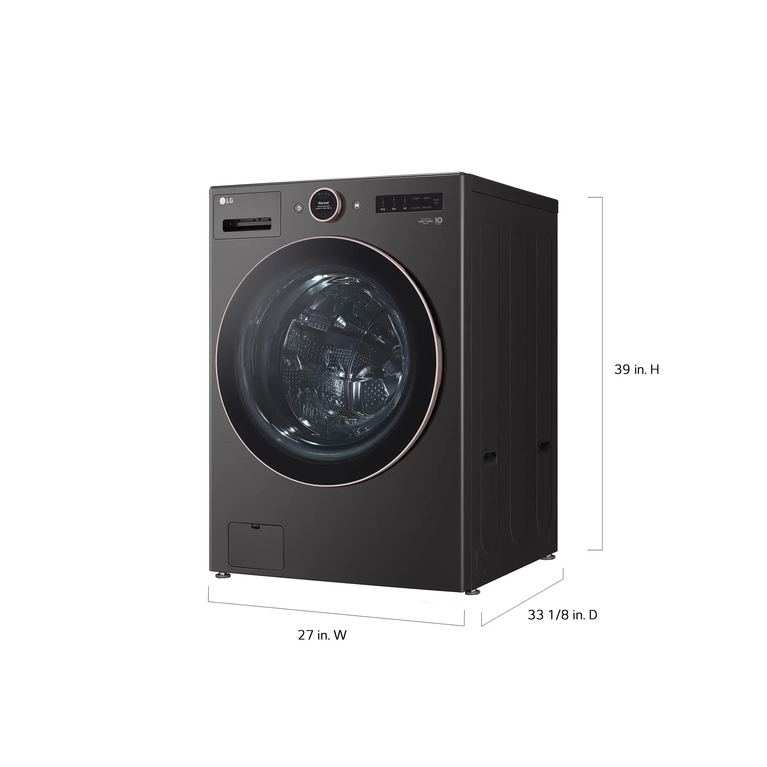 WM6500HBA LG 5 cu ft Front Load Washer - Black Steel 6500B-5