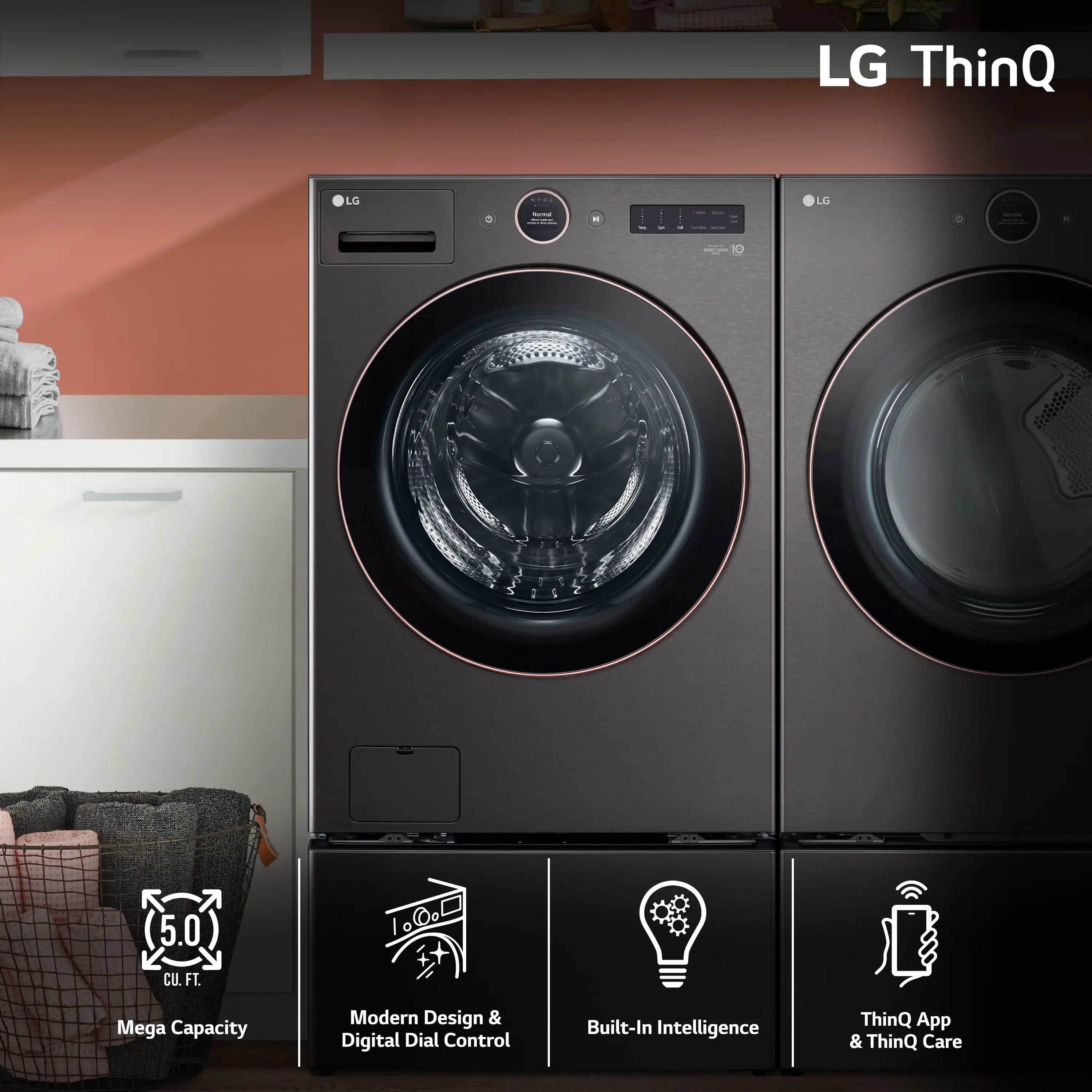 DLEX6500B LG 7.4 cu ft Electric Dryer - Black Steel 6500B-5