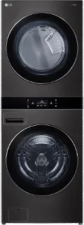 WKEX300HBA LG Single Unit Electric Front Load Wash Tower - Black Steel