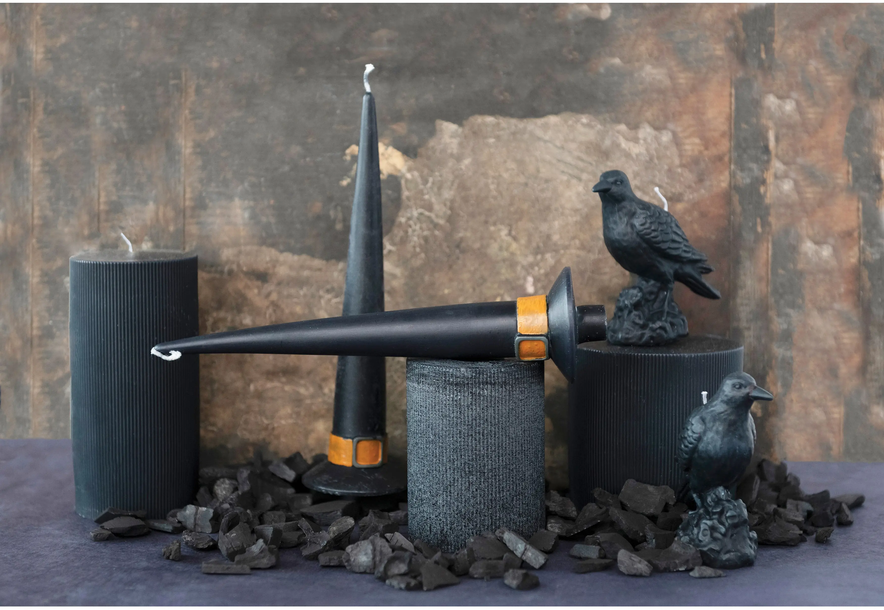 XS0442/WITCH/HA-CNDL 10 Black and Orange Witch Candles-3