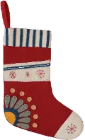 XS4352/SNOW-STOCKING Handmade Red Stocking With Snowflakes