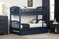 12729 Asten Navy Blue Twin Bunk Beds with Storage Drawers