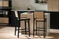 14686 Balka Black & Rattan Bar Stools, Set of 2