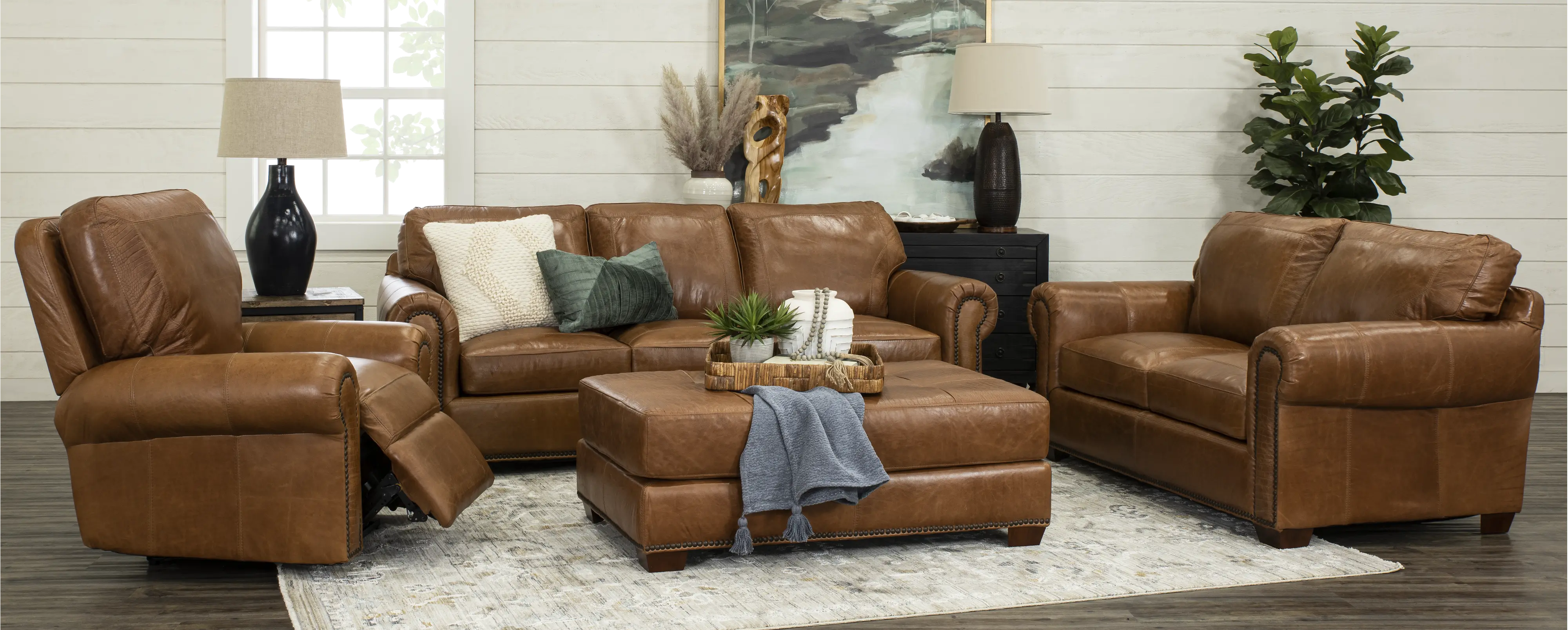 Tahoe Saddle Brown Leather Loveseat-2