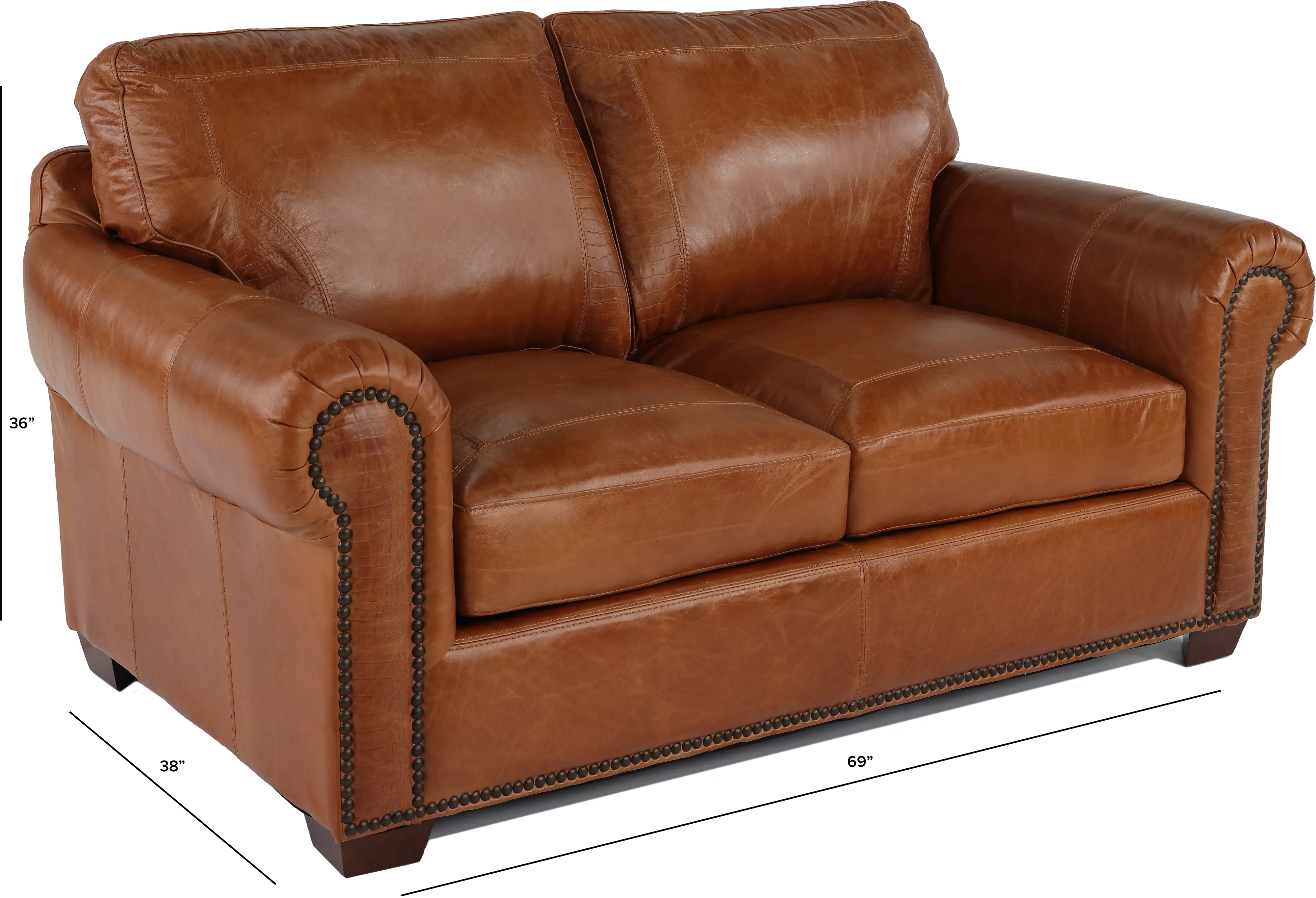 Tahoe Saddle Brown Leather Loveseat-3
