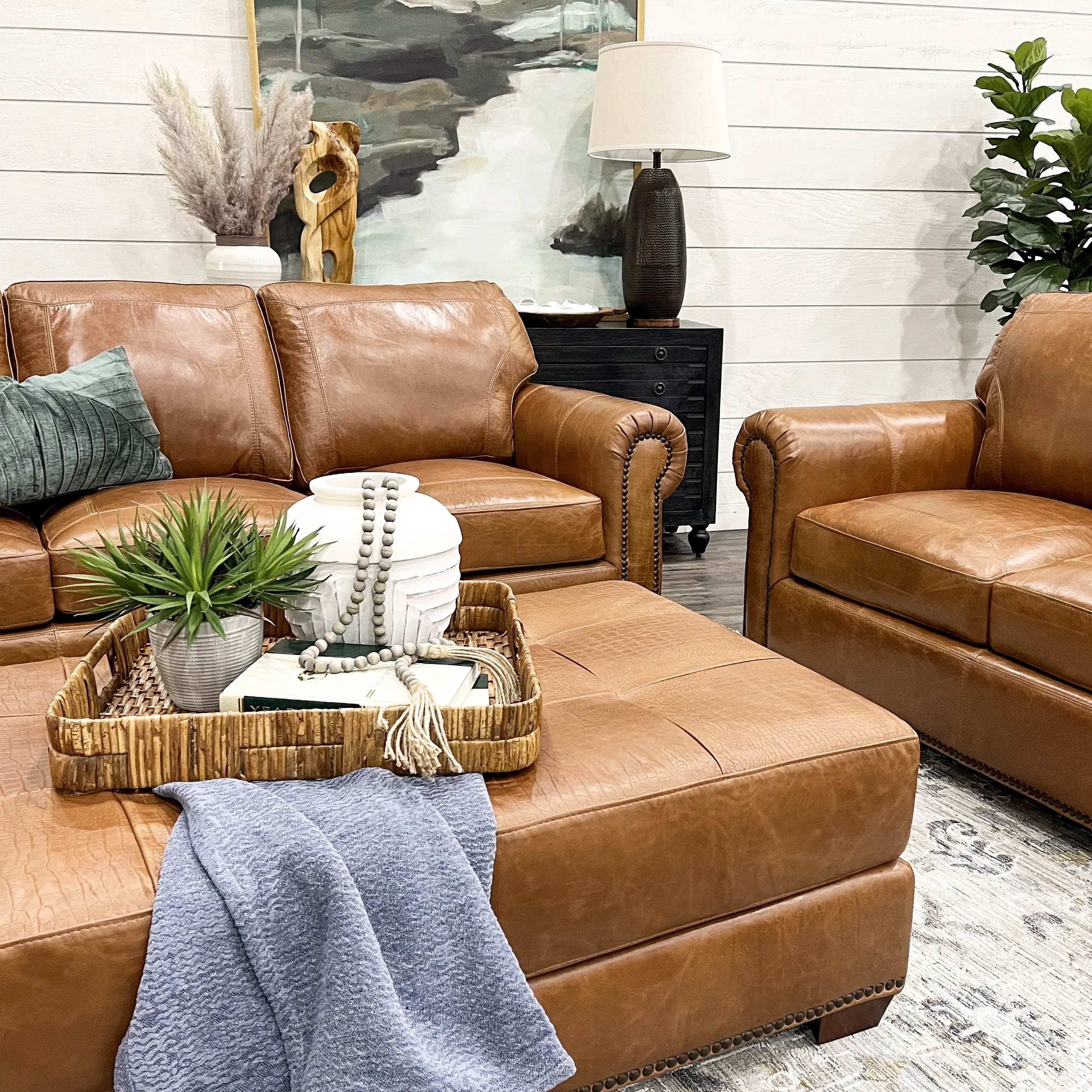 Tahoe Saddle Brown Leather Loveseat-8