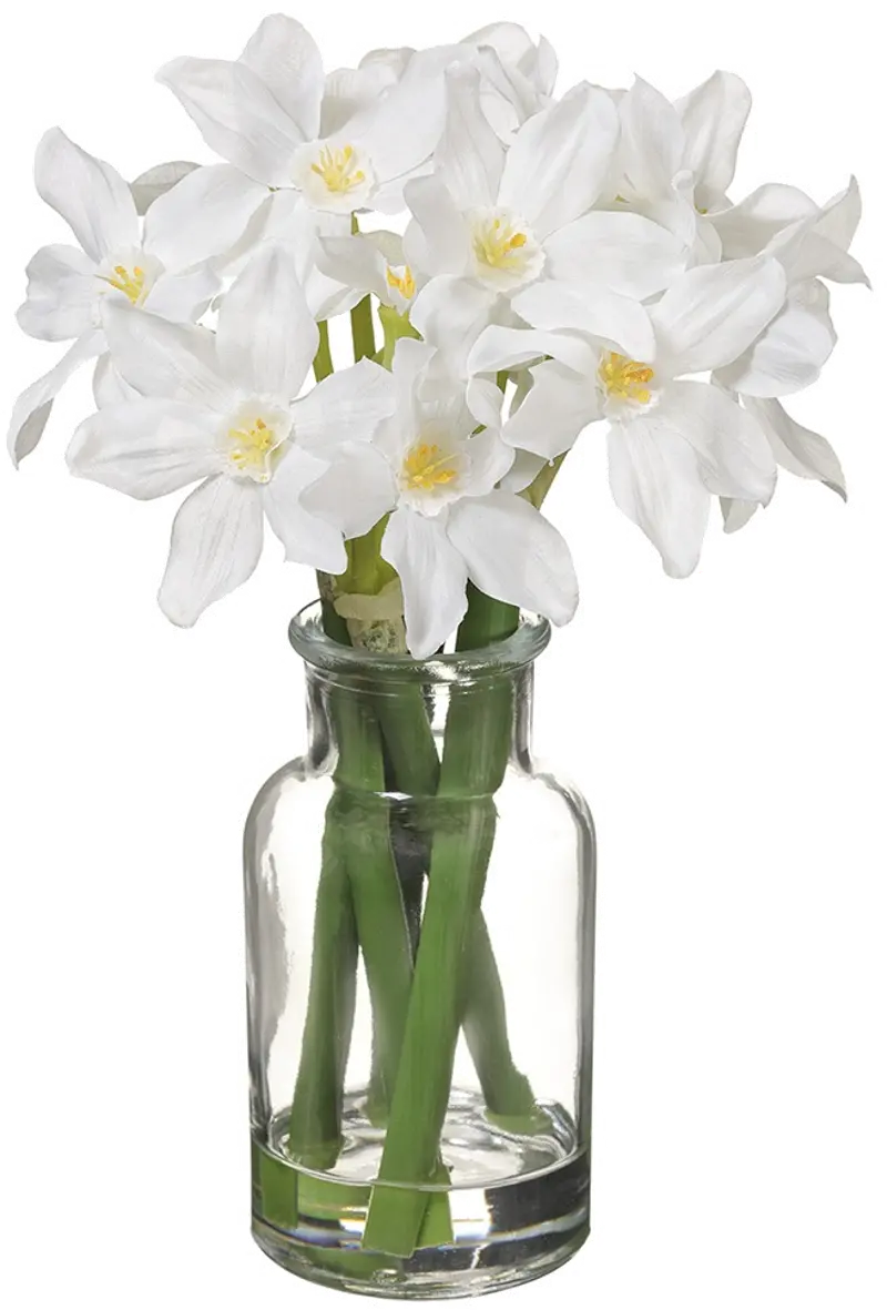 9 Inch Faux White Narcissus Arrangement