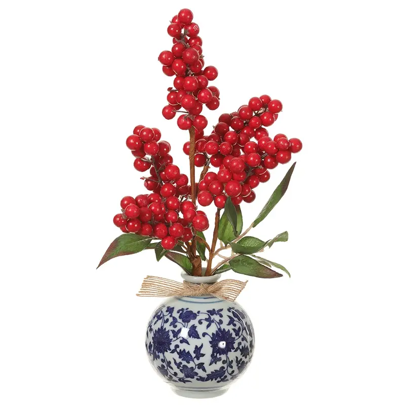 Winter Berry Arrangement in Ginger Jar Vase