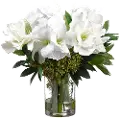 17 Inch Faux White Amaryllis and Sedum Arrangement