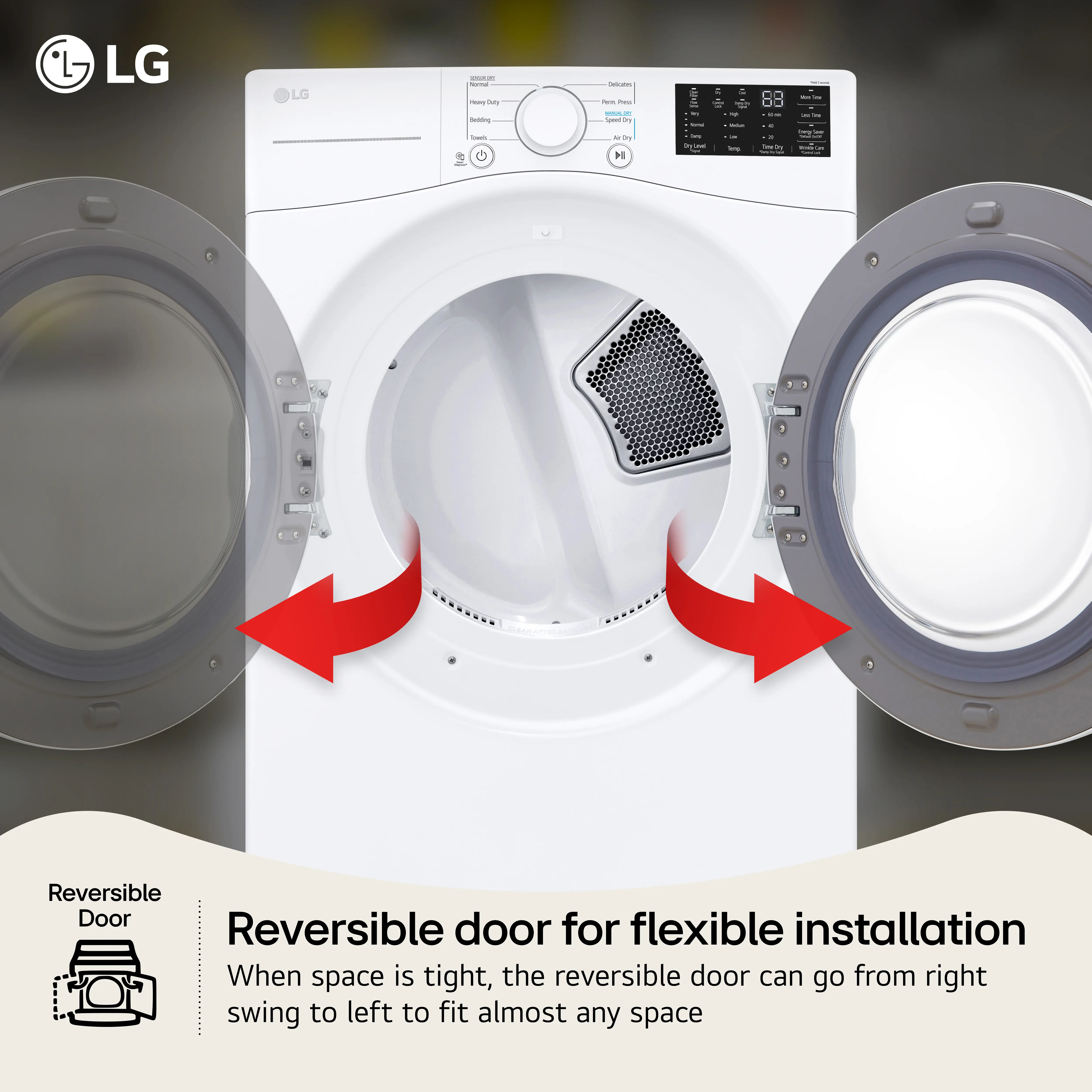 DLE3470W LG 7.4 cu ft Electric Dryer - White 3470W-2