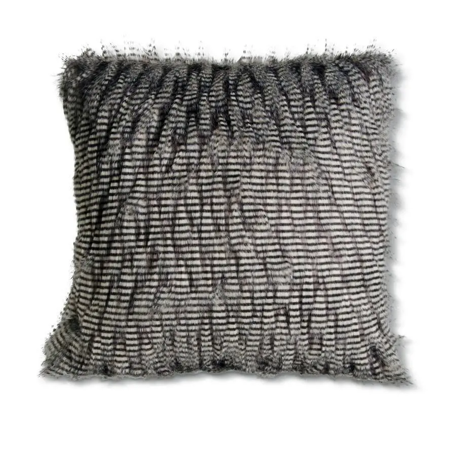 Gray Faux Fur Accent Pillow-1