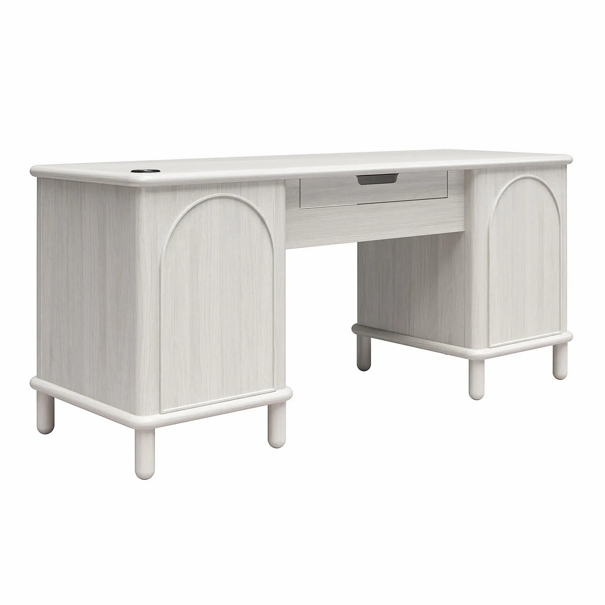 Selena Rustic White Pedestal Desk-5