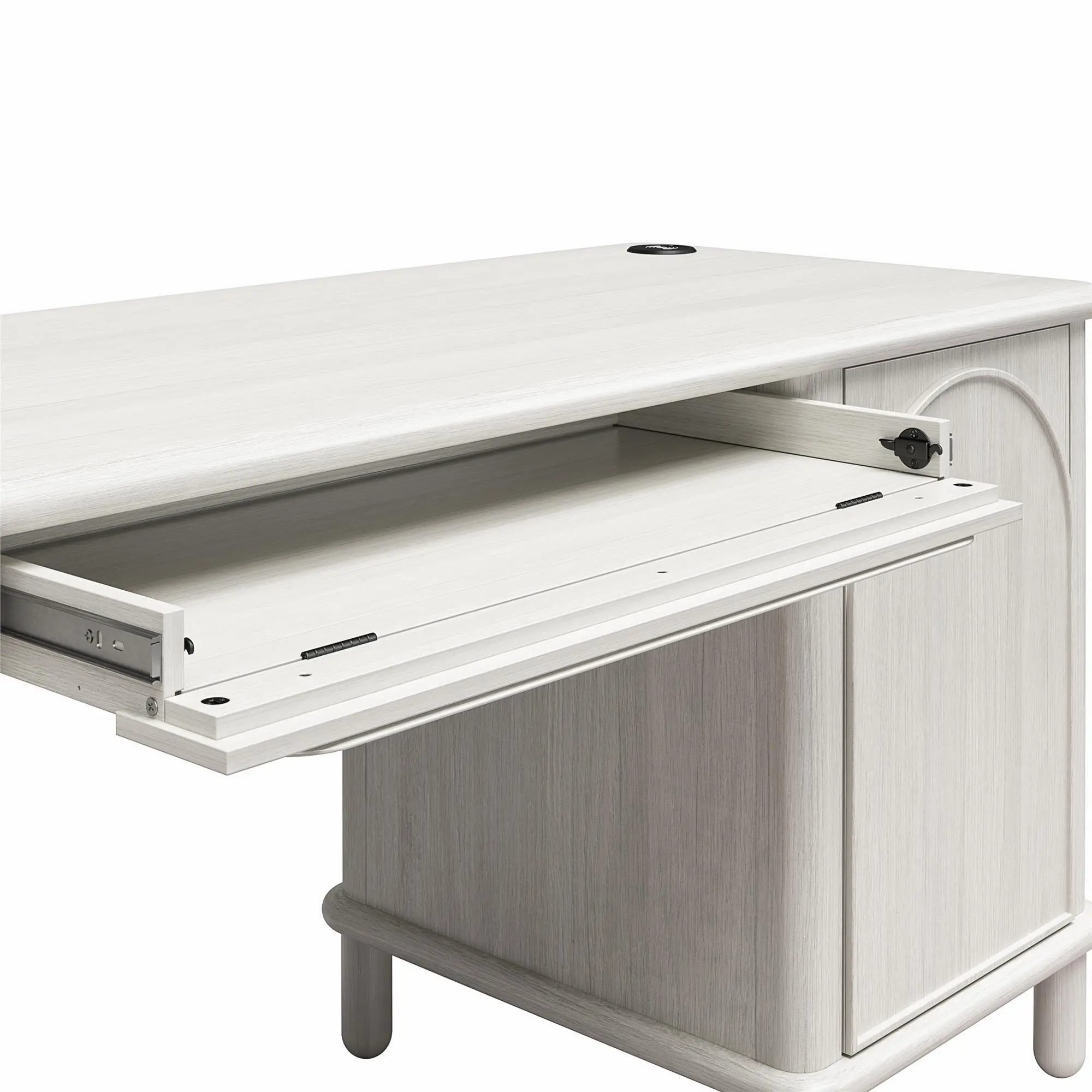 Selena Rustic White Pedestal Desk-6