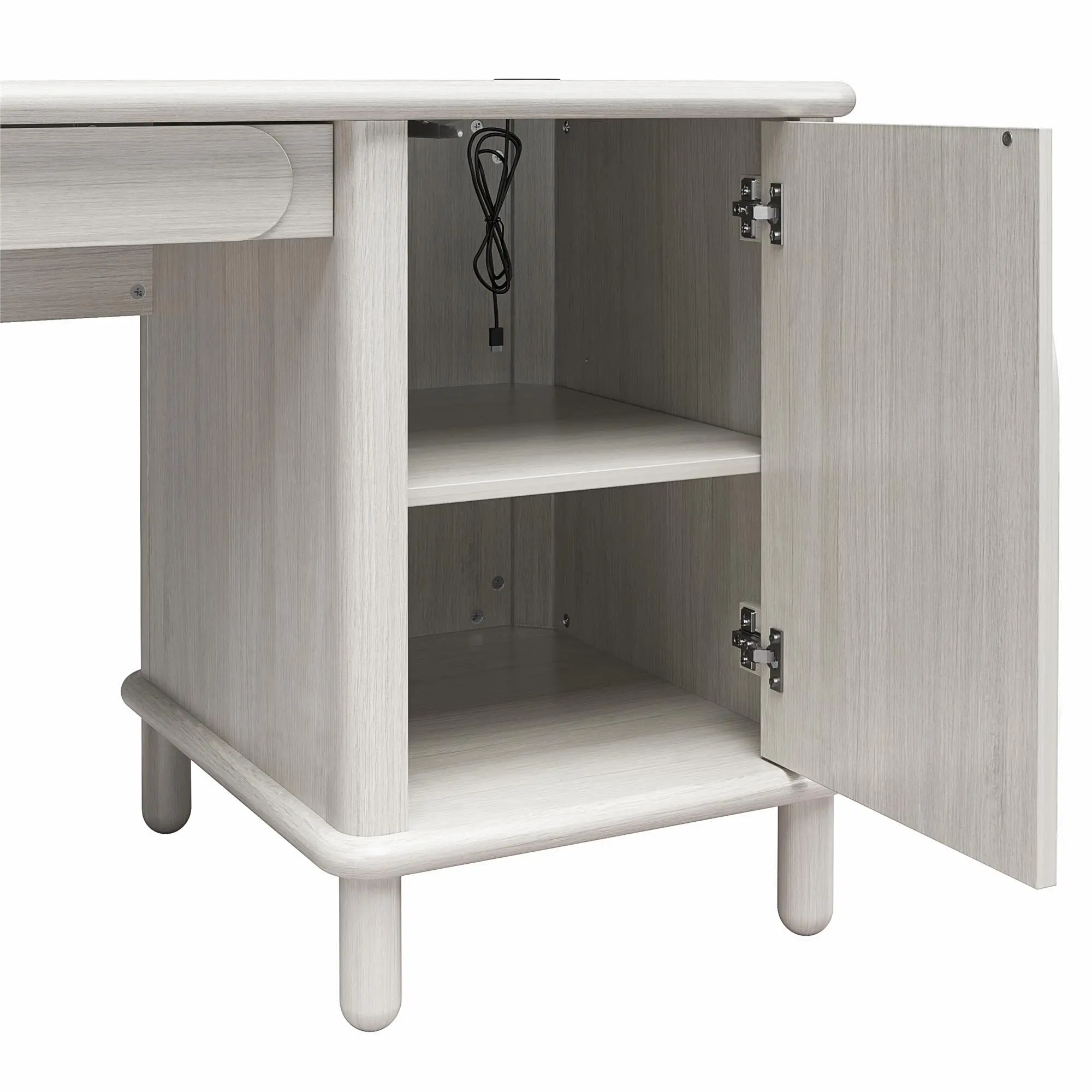 Selena Rustic White Pedestal Desk-7